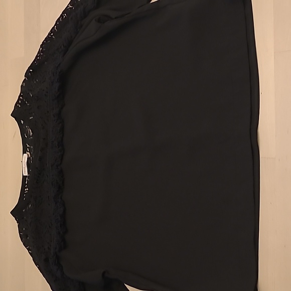 EUC Earth music&ecology Black Crocheted Detail Boxy Cut Blouse - Picture 13 of 14